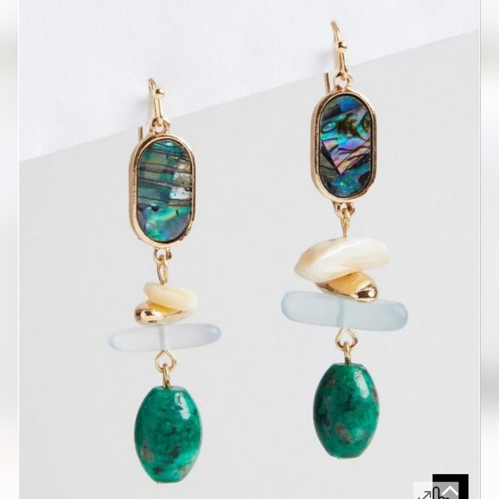 🆕️ABALONE & STONE DROP EARRINGS